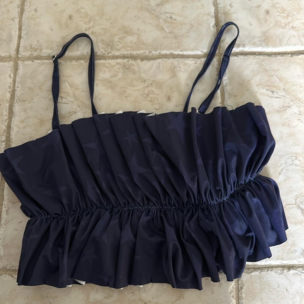 NWOT Kortni Jeane Ruched Ruffle Star Bikini Top